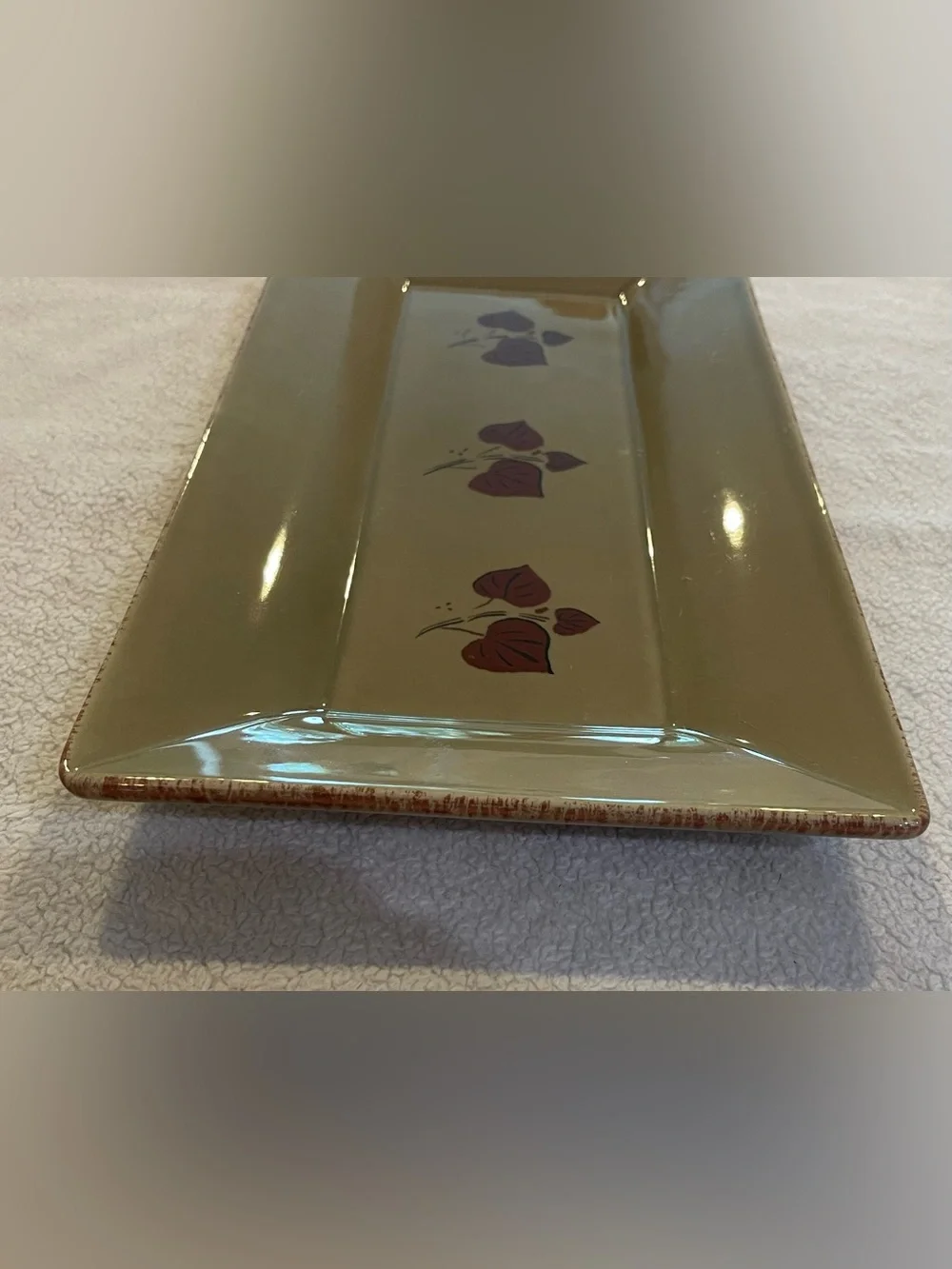 Vintage Portugal Ceramic Tray Olive Green MCM